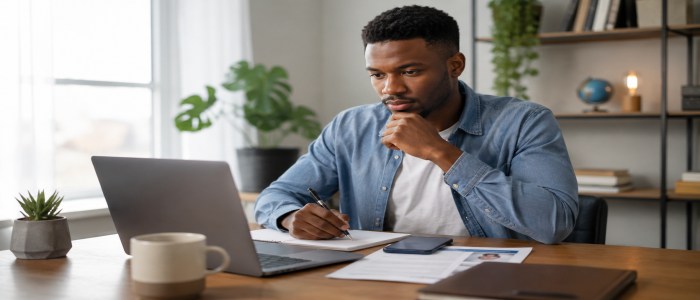 Professional searching and applying for jobs online in Ghana.
