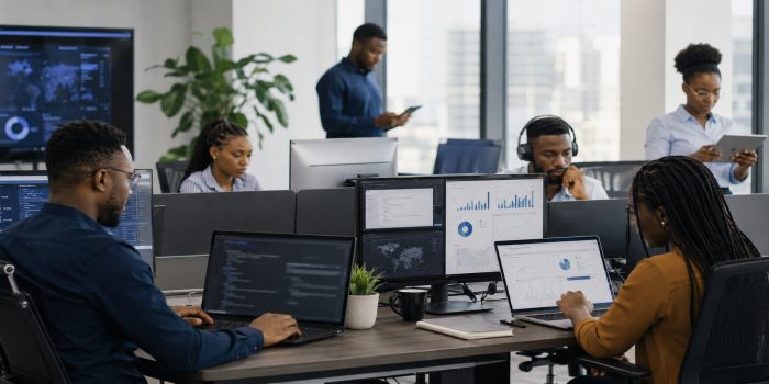 Technology professionals working with digital tools in Nigeria.