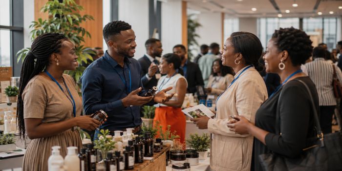 African SME team networking at a local business event