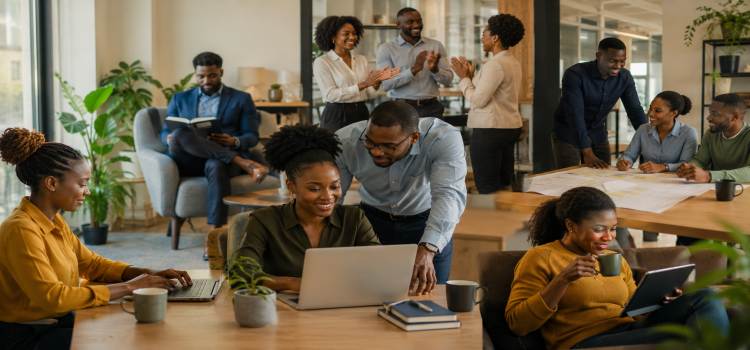 Professionals experiencing career growth and workplace opportunities