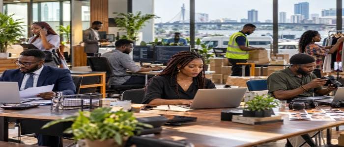 Professionals working across different industries in Lagos